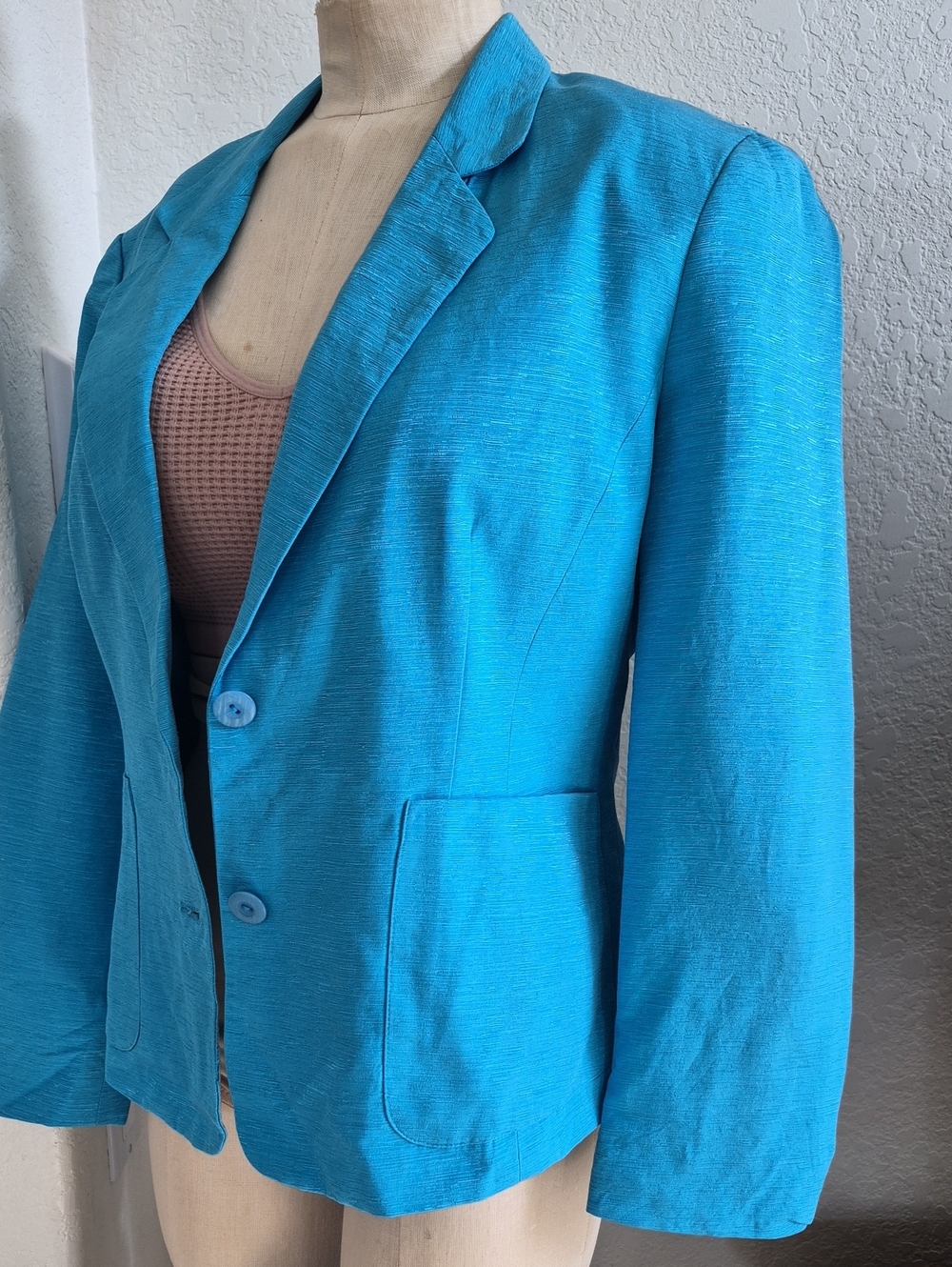 Sag Harbor Petite Raw Silk Two Button Blazer Sz 10 Petite